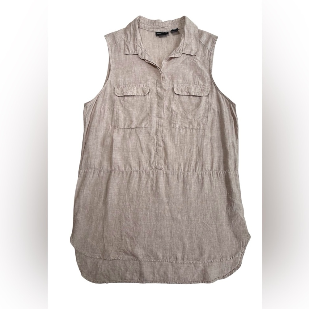 Jones & Co Jones NY Sleeveless lightweight Beige Linen Top Blouse Size Medium